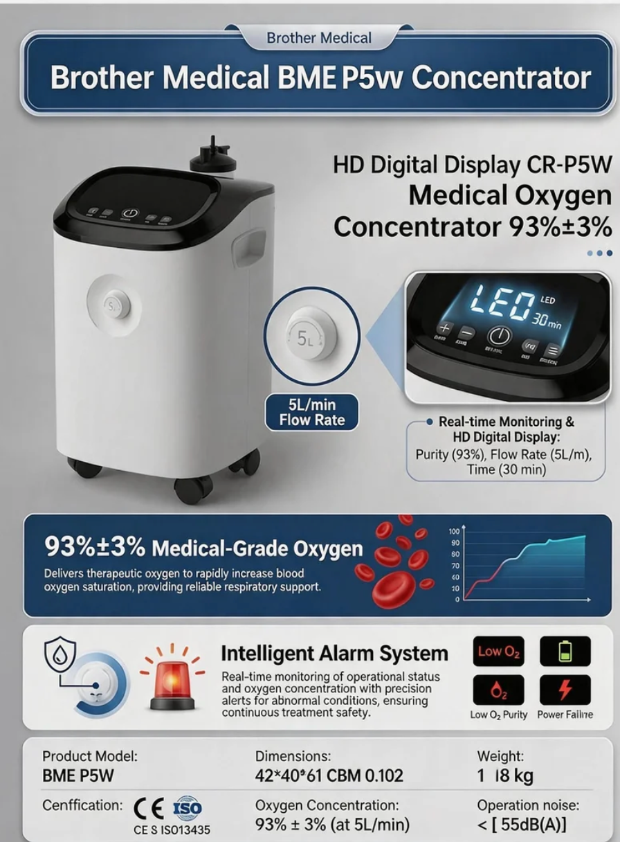 Concentrateur d'oxygène Brother Medical BBR Plus avec système d'alarme intelligent