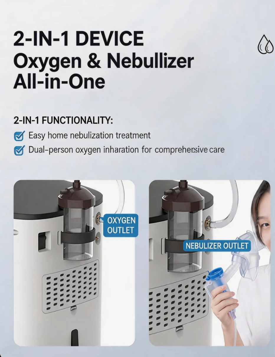 Concentrateur d'oxygène médical 2 en 1 avec fonction nébuliseur, vente en gros