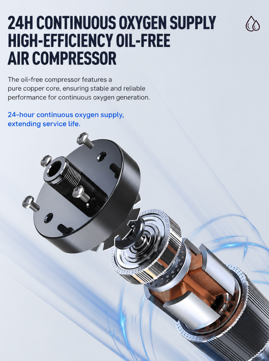 compresseur sans huile pour fourniture d'usine de concentrateur d'oxygène médical